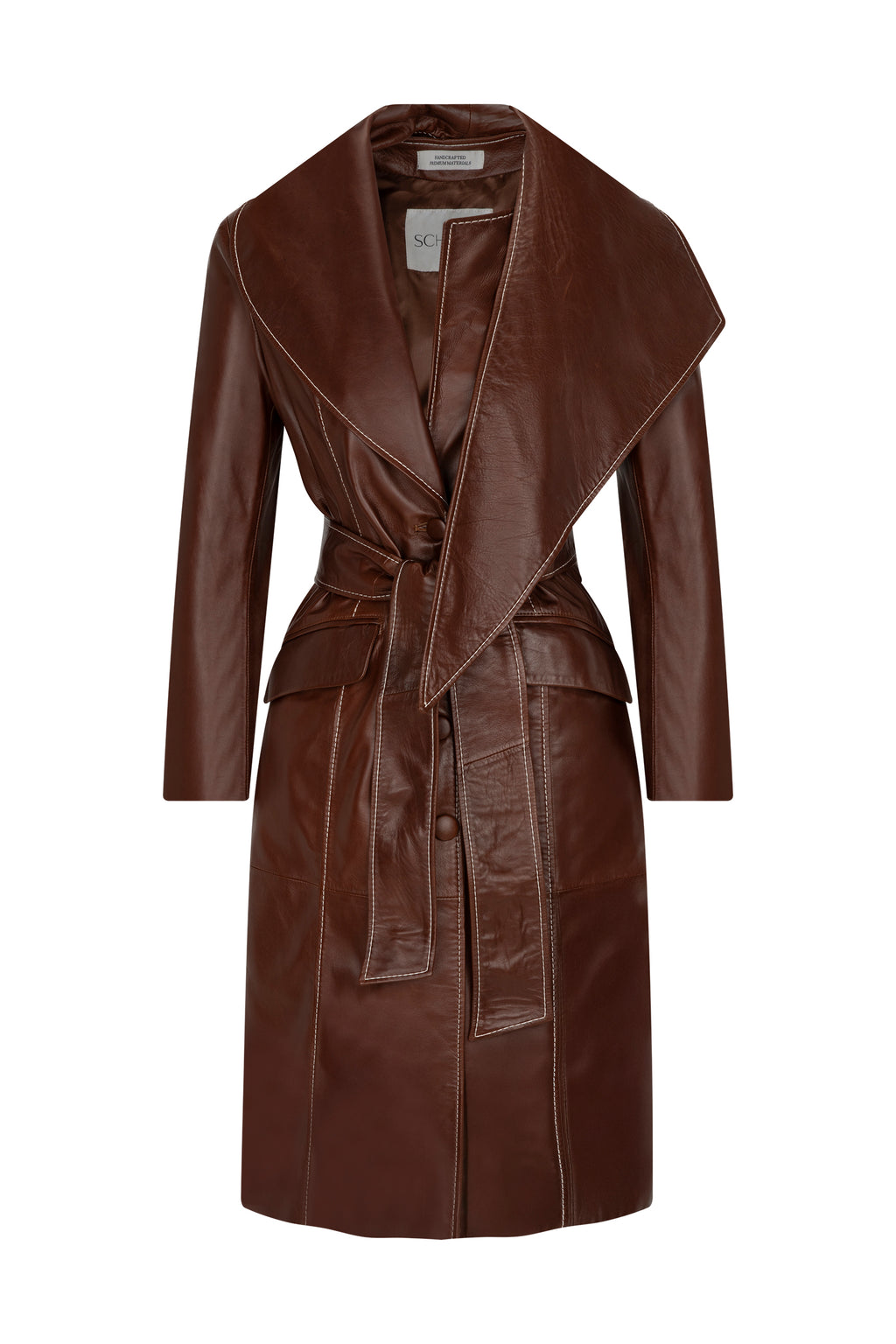 SADDLE BROWN LEATHER COAT