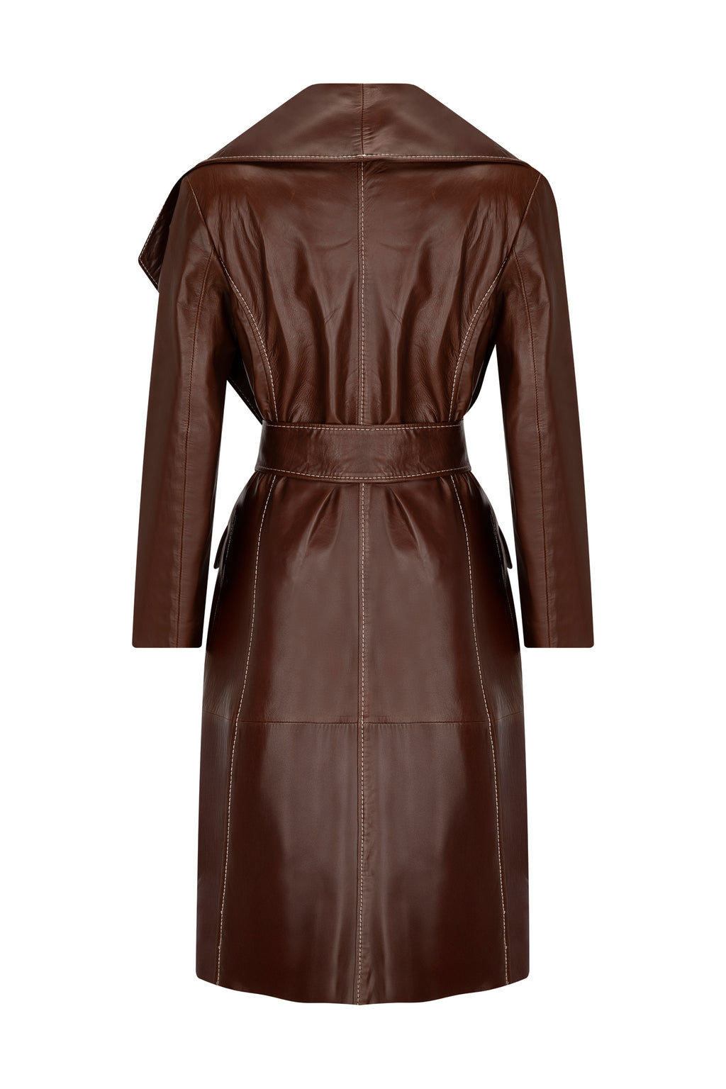 SADDLE BROWN LEATHER COAT