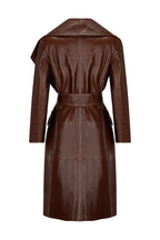 SADDLE BROWN LEATHER COAT