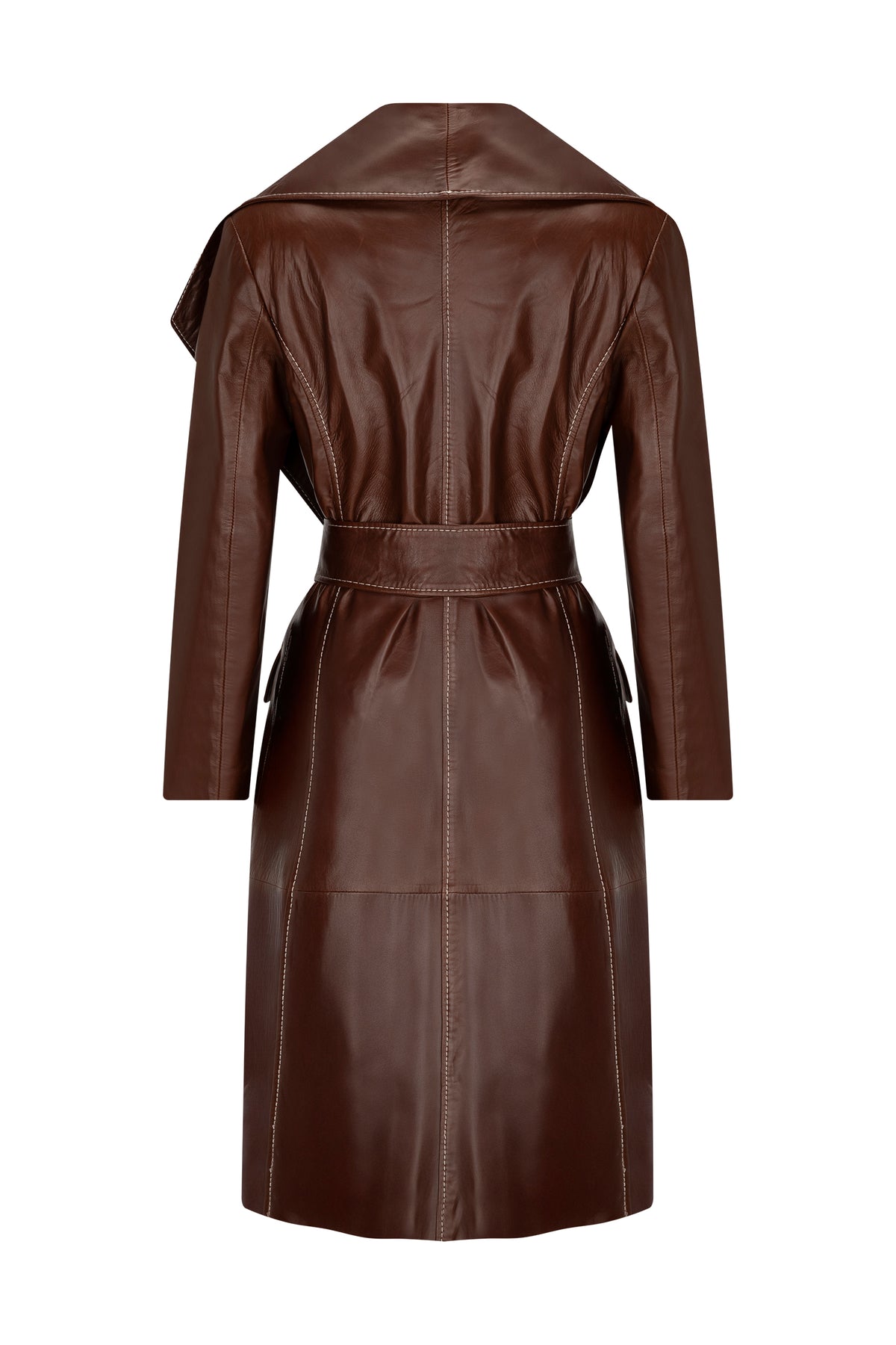 SADDLE BROWN LEATHER COAT