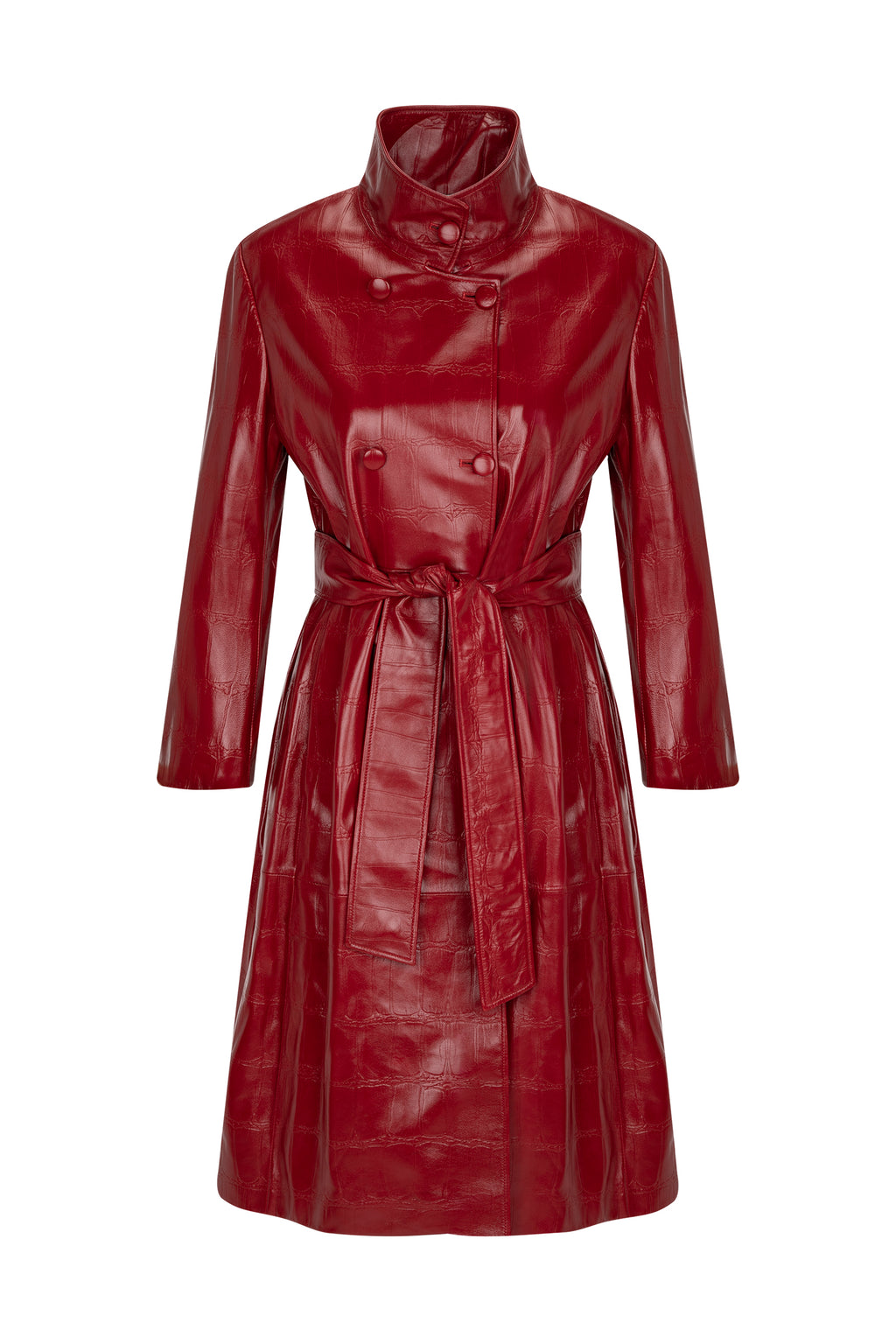CRIMSON LEATHER COAT