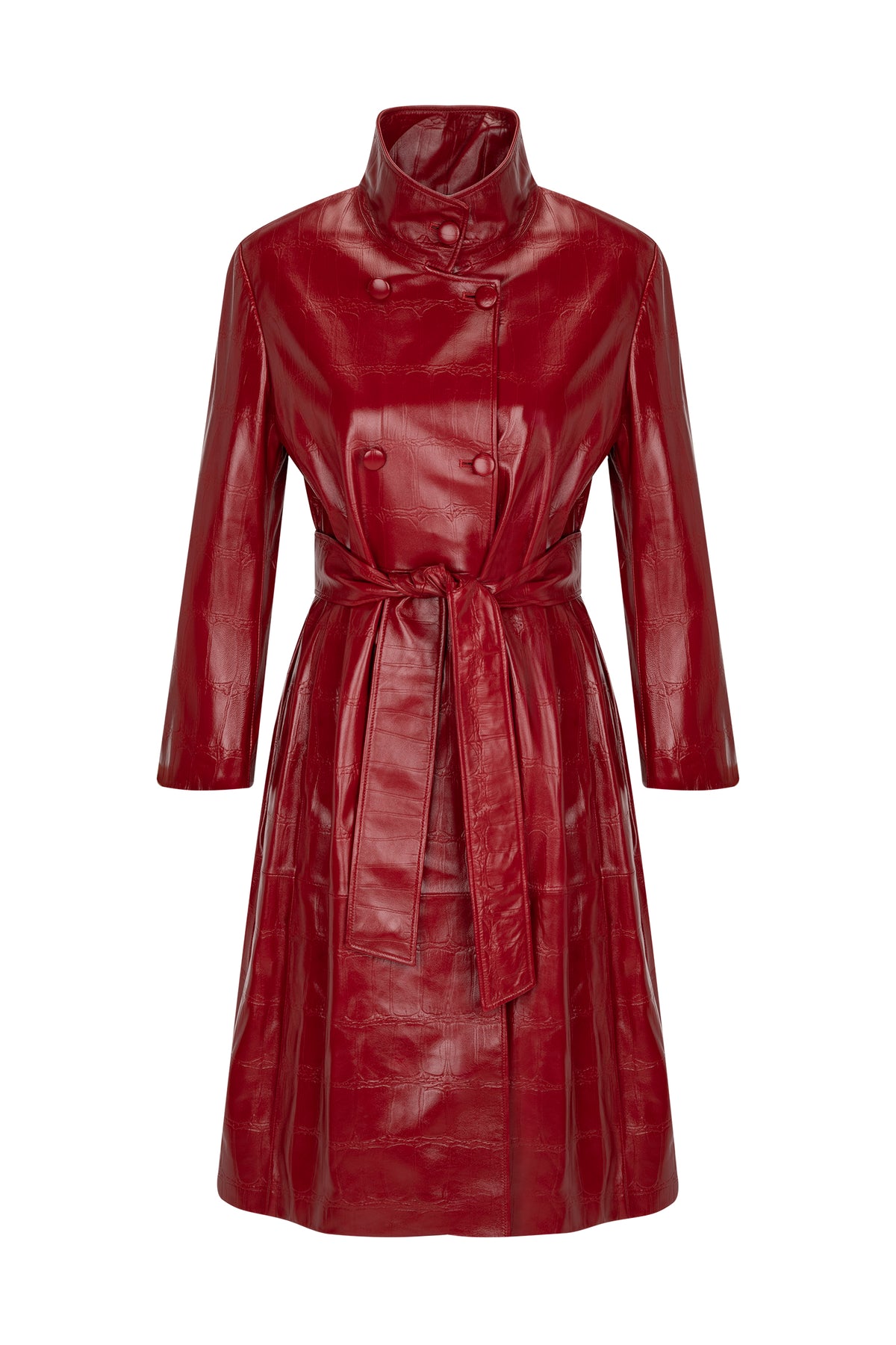 CRIMSON LEATHER COAT