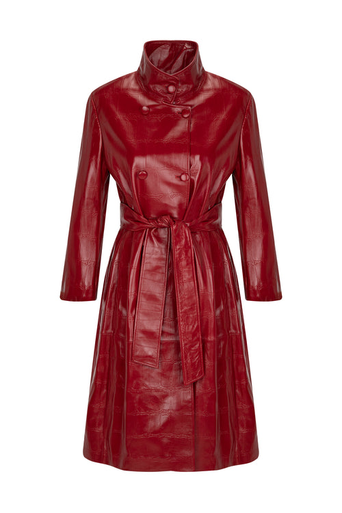 CRIMSON LEATHER COAT