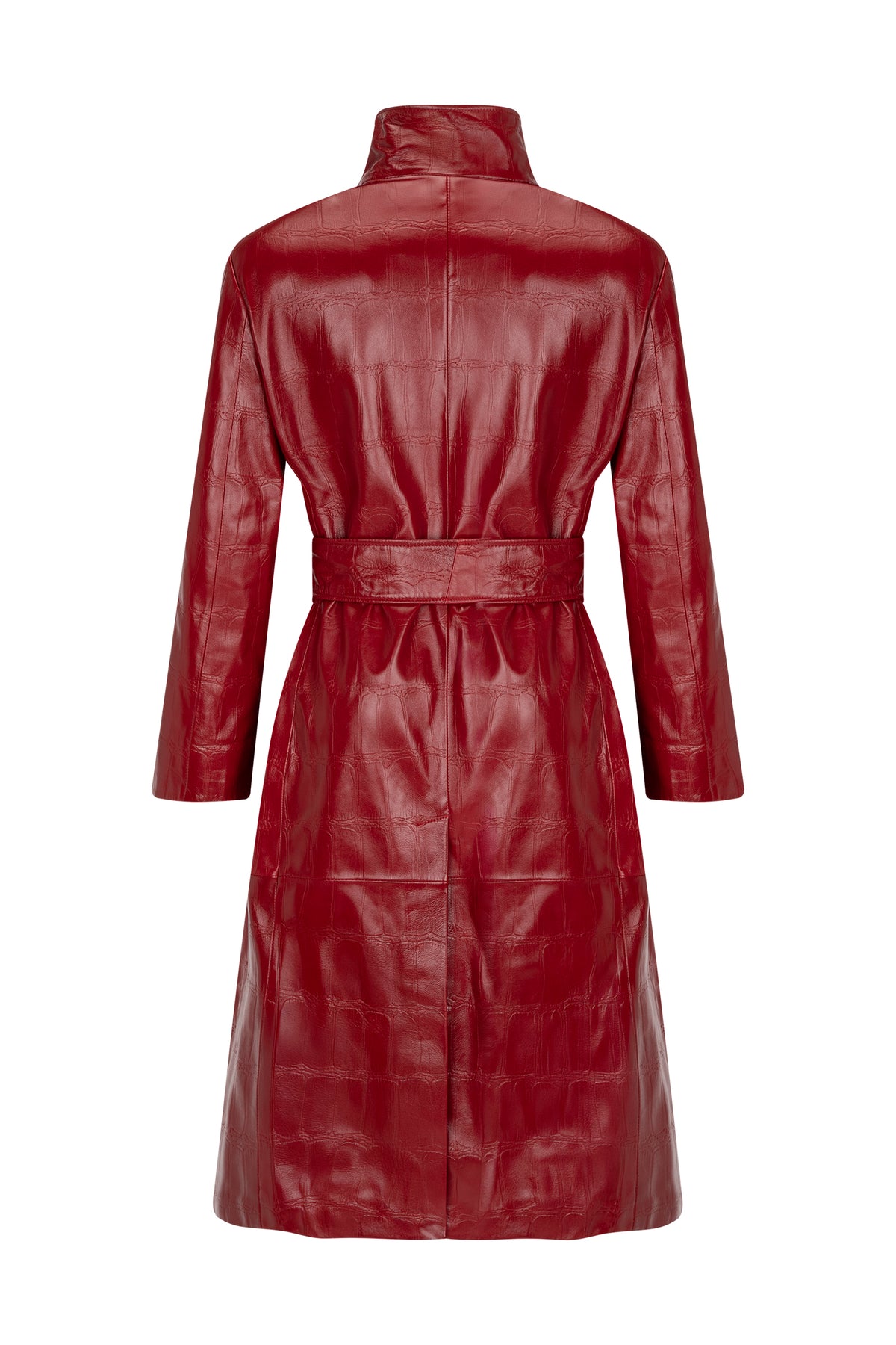 CRIMSON LEATHER COAT