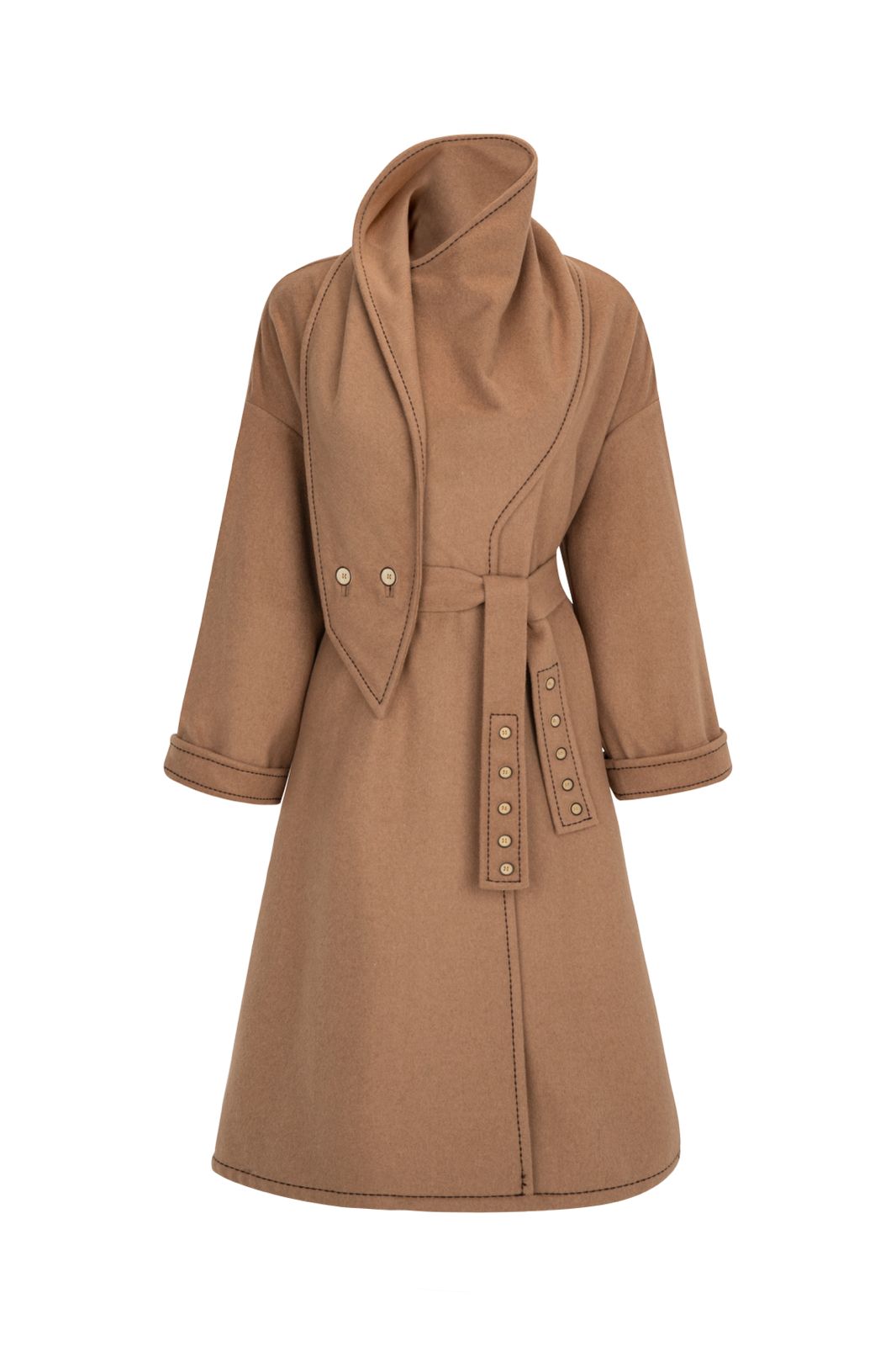 CAMEL SCARF WRAP COAT