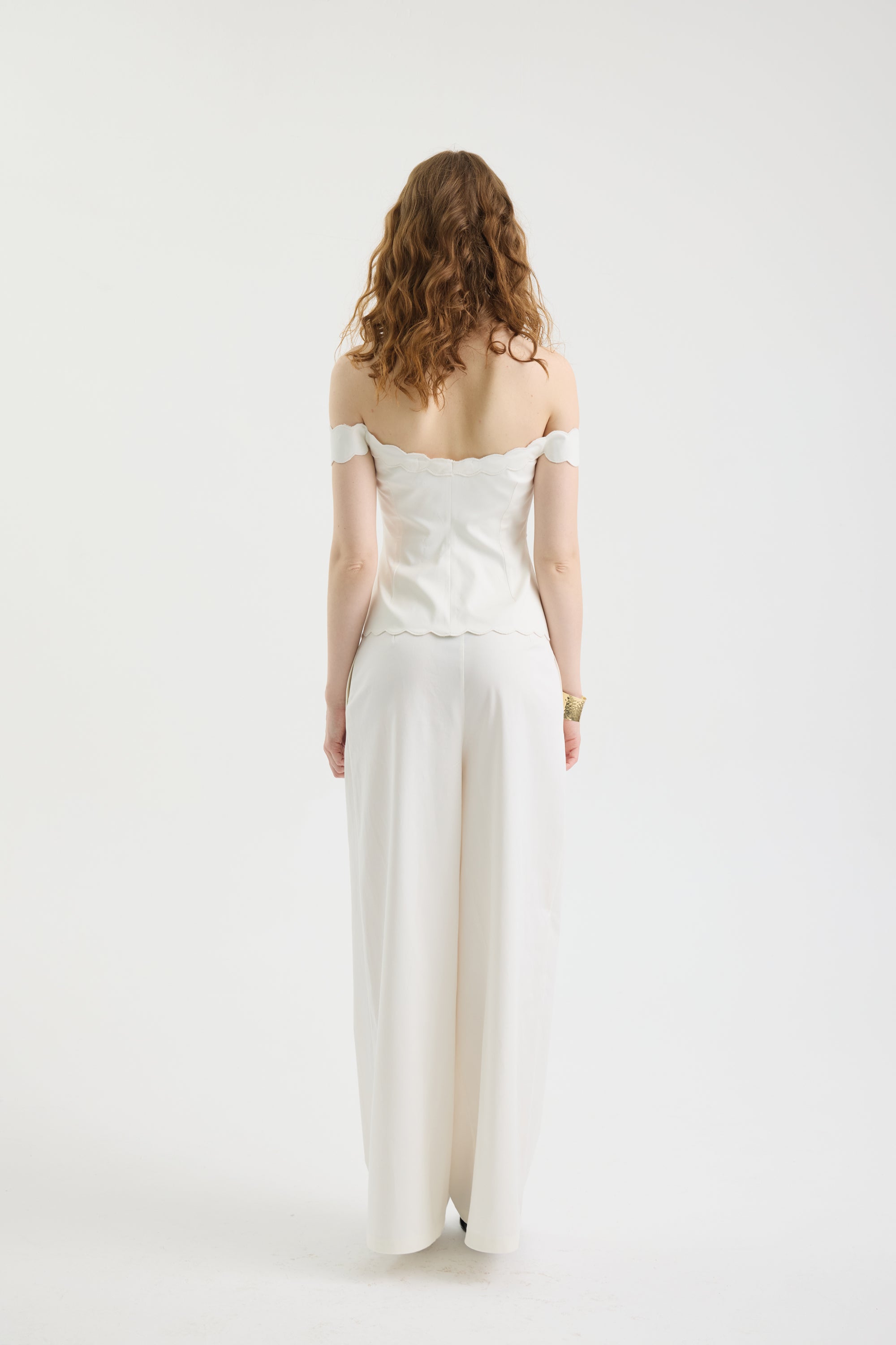 ivory dress pants for women Women's Kiss Me in Champagne Cotton Lace Applique Wide Leg | Size: S Crafted from a four Ivory Camille Atelier Slim Flared