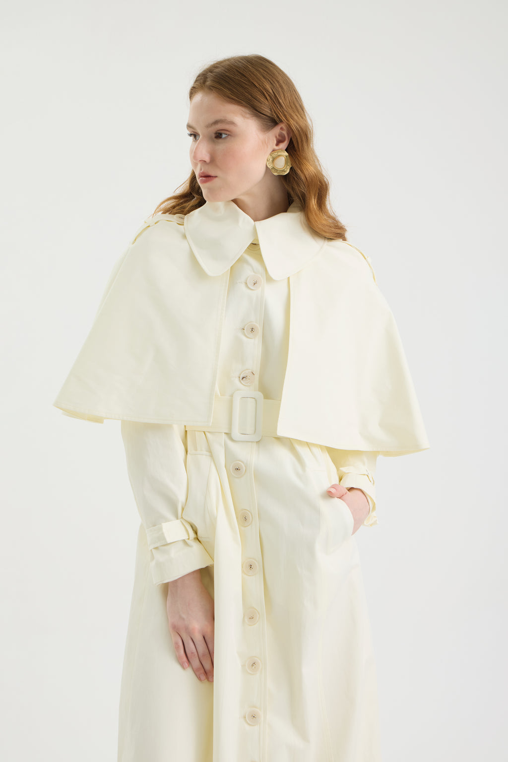 SCHATZİE BELTED MIDI TRENCH CAPE WITH STRUCTURED SILHOUETTE