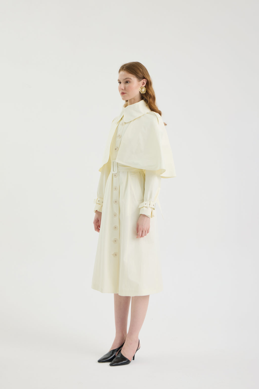 SCHATZİE BELTED MIDI TRENCH CAPE WITH STRUCTURED SILHOUETTE