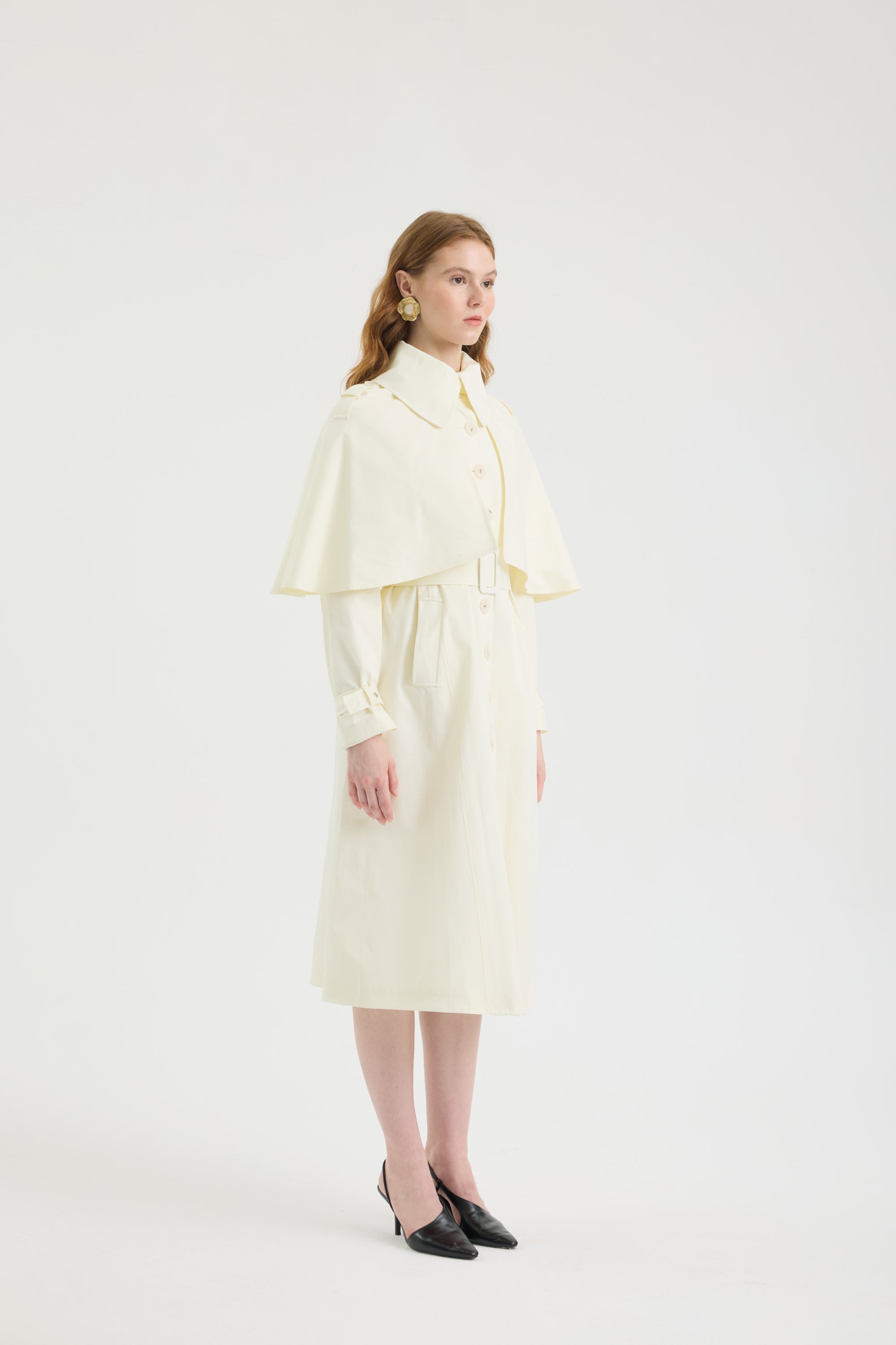 SCHATZİE BELTED MIDI TRENCH CAPE WITH STRUCTURED SILHOUETTE