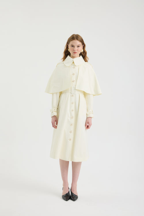 SCHATZİE BELTED MIDI TRENCH CAPE WITH STRUCTURED SILHOUETTE