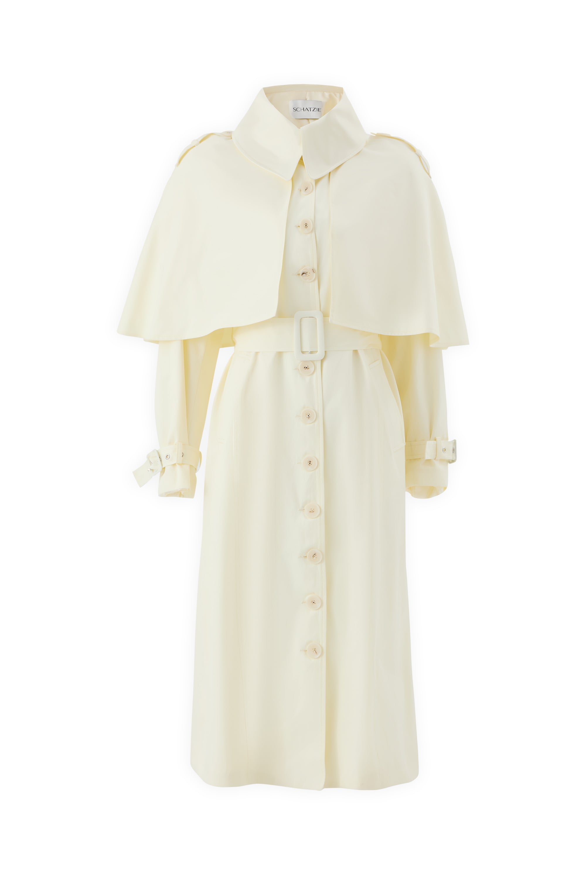 SCHATZİE BELTED MIDI TRENCH CAPE WITH STRUCTURED SILHOUETTE