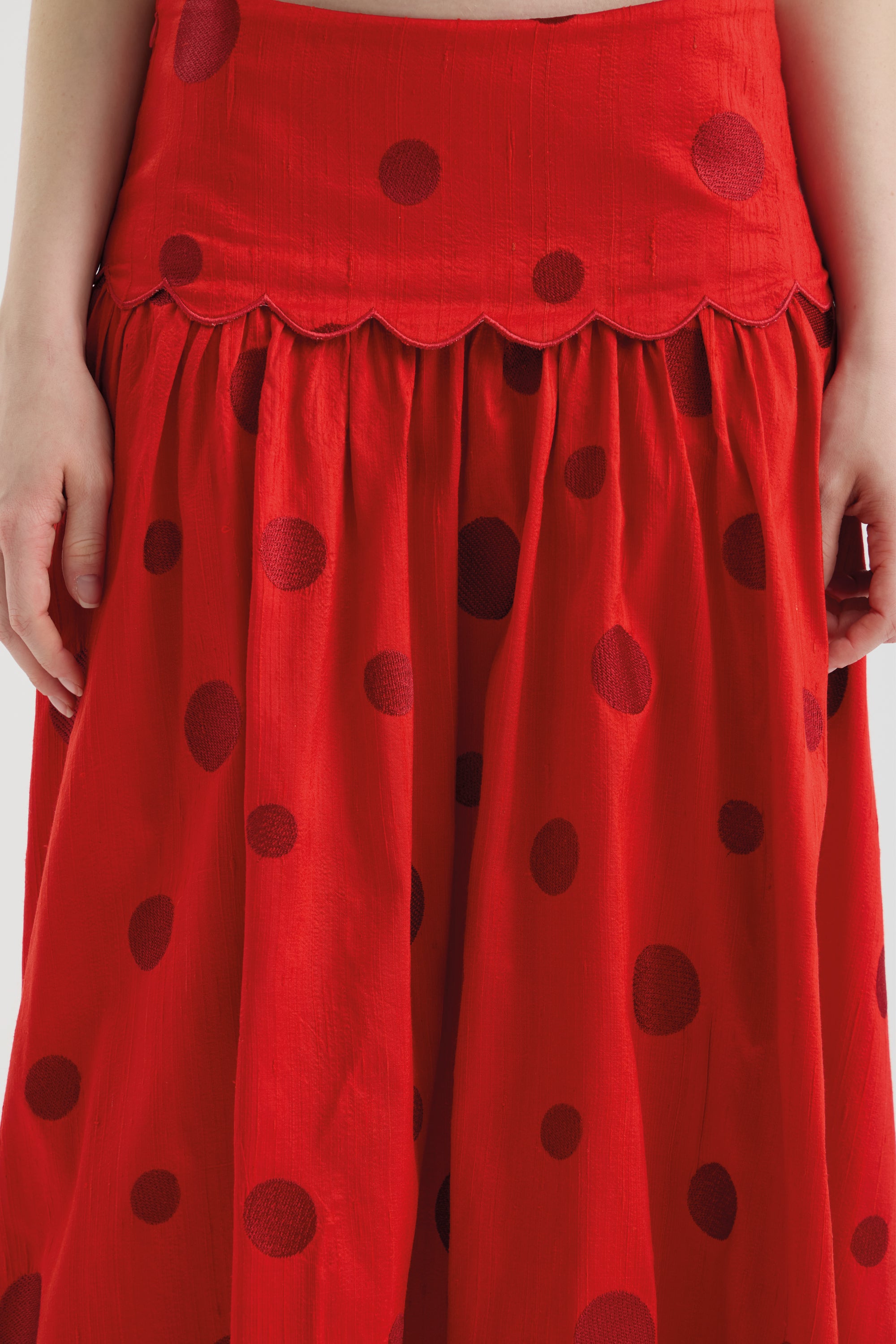 SCHATZİE HİGH-WAİSTED POLKA DOT MIDI SKİRT