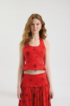 SCHATZİE STRUCTURED POLKA DOT CROP TOP