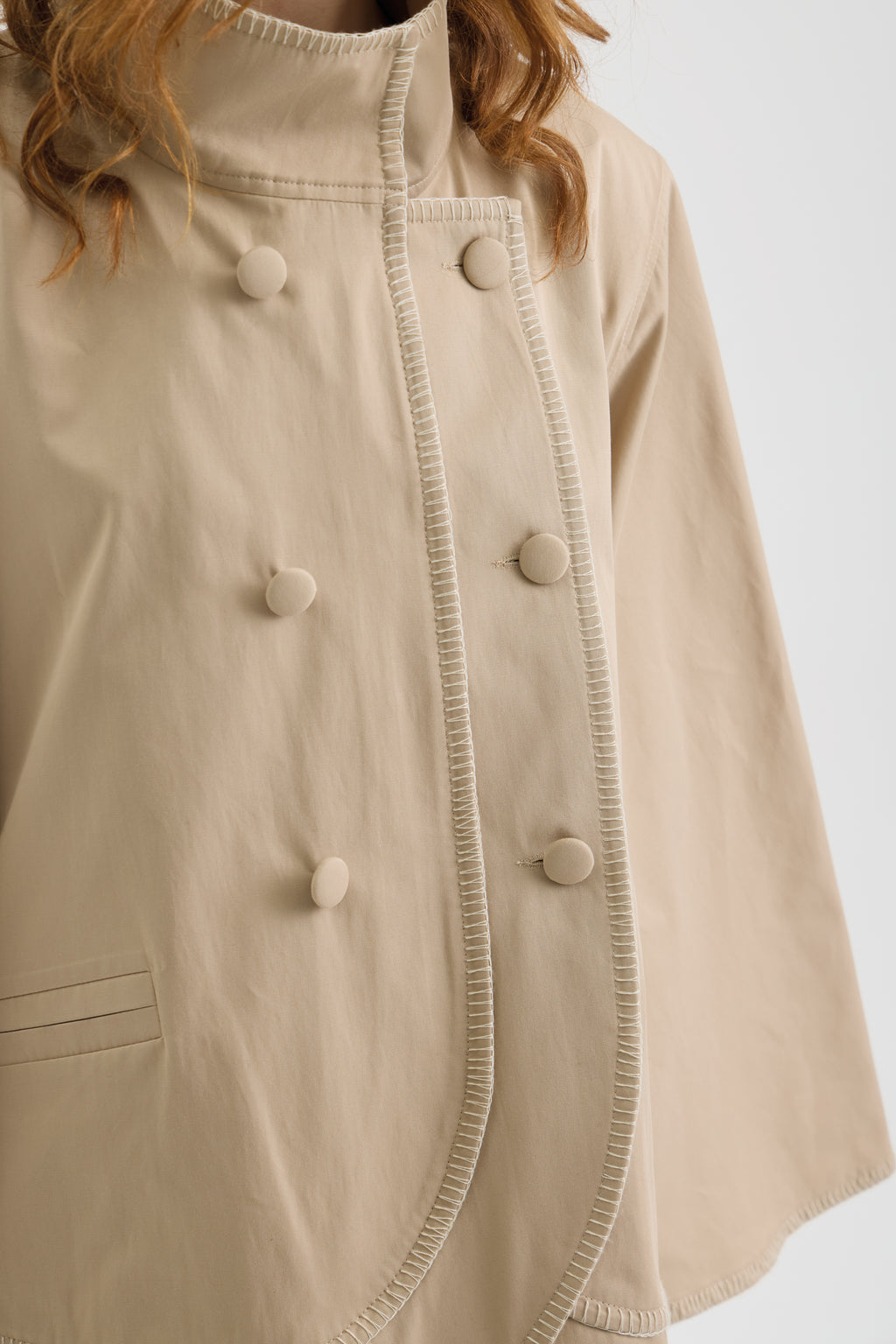 SCHATZİE STRUCTURED TRENCH CAPE IN SAND TONE