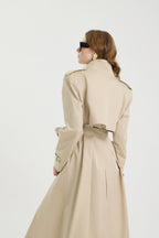 SCHATZİE BELTED STRUCTURED MIDI TRENCH COAT WİTH MILITARY-INSPIRED DETAILS