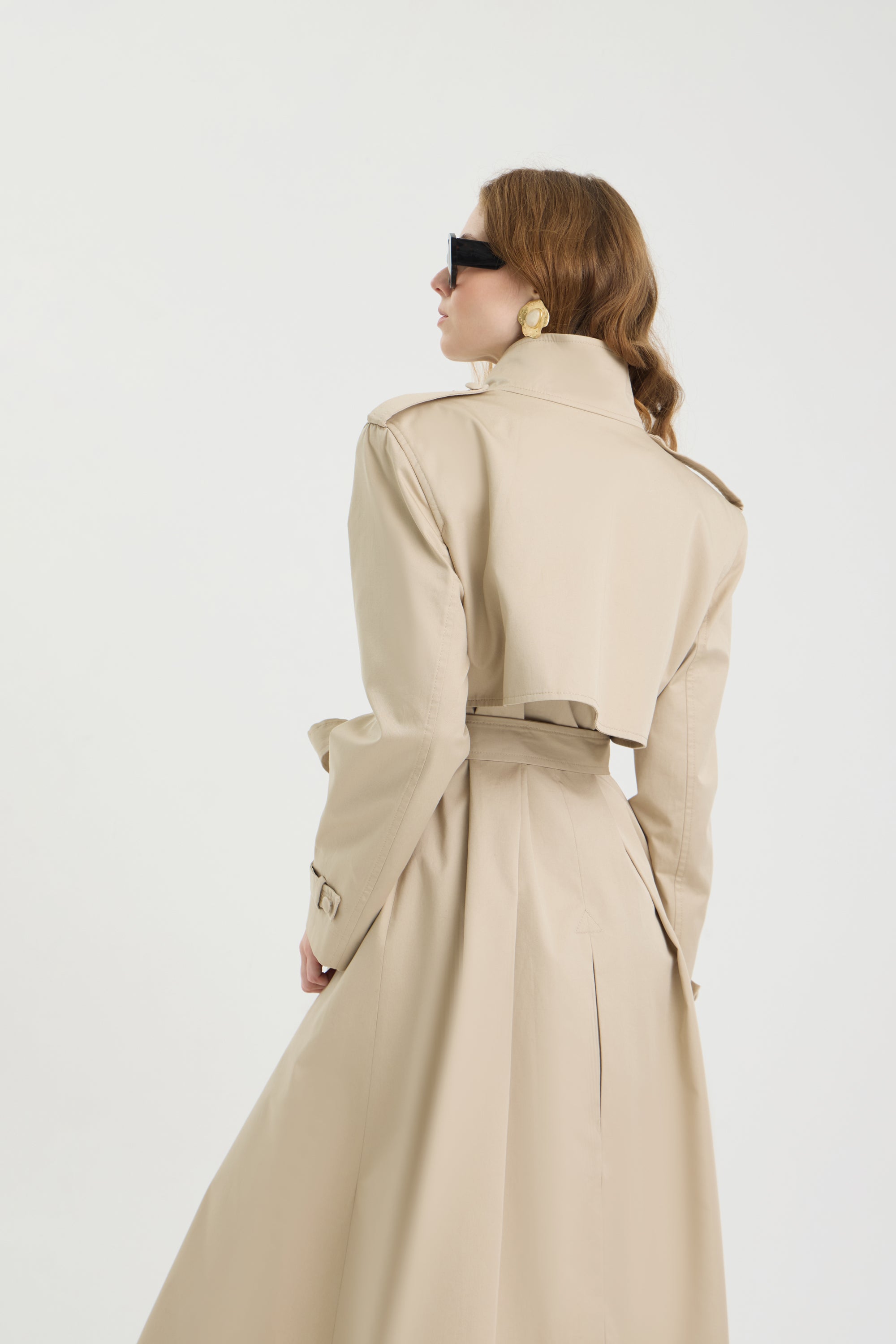SCHATZİE BELTED STRUCTURED MIDI TRENCH COAT WİTH MILITARY-INSPIRED DETAILS