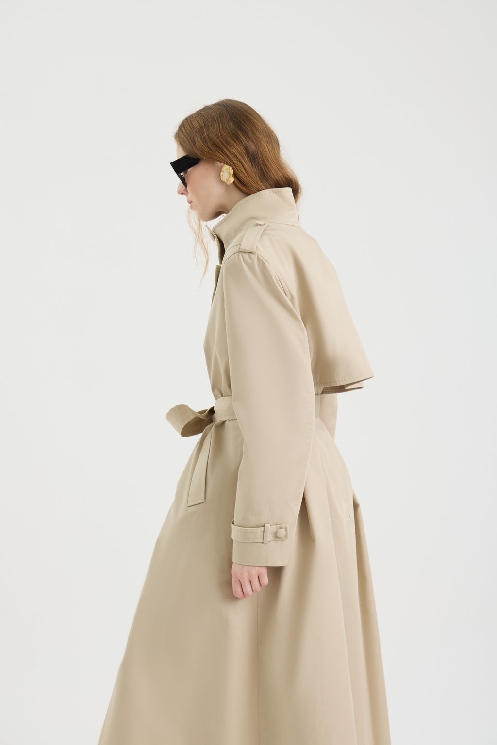 SCHATZİE BELTED STRUCTURED MIDI TRENCH COAT WİTH MILITARY-INSPIRED DETAILS