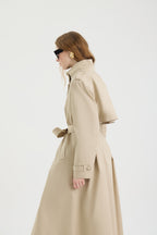 SCHATZİE BELTED STRUCTURED MIDI TRENCH COAT WİTH MILITARY-INSPIRED DETAILS