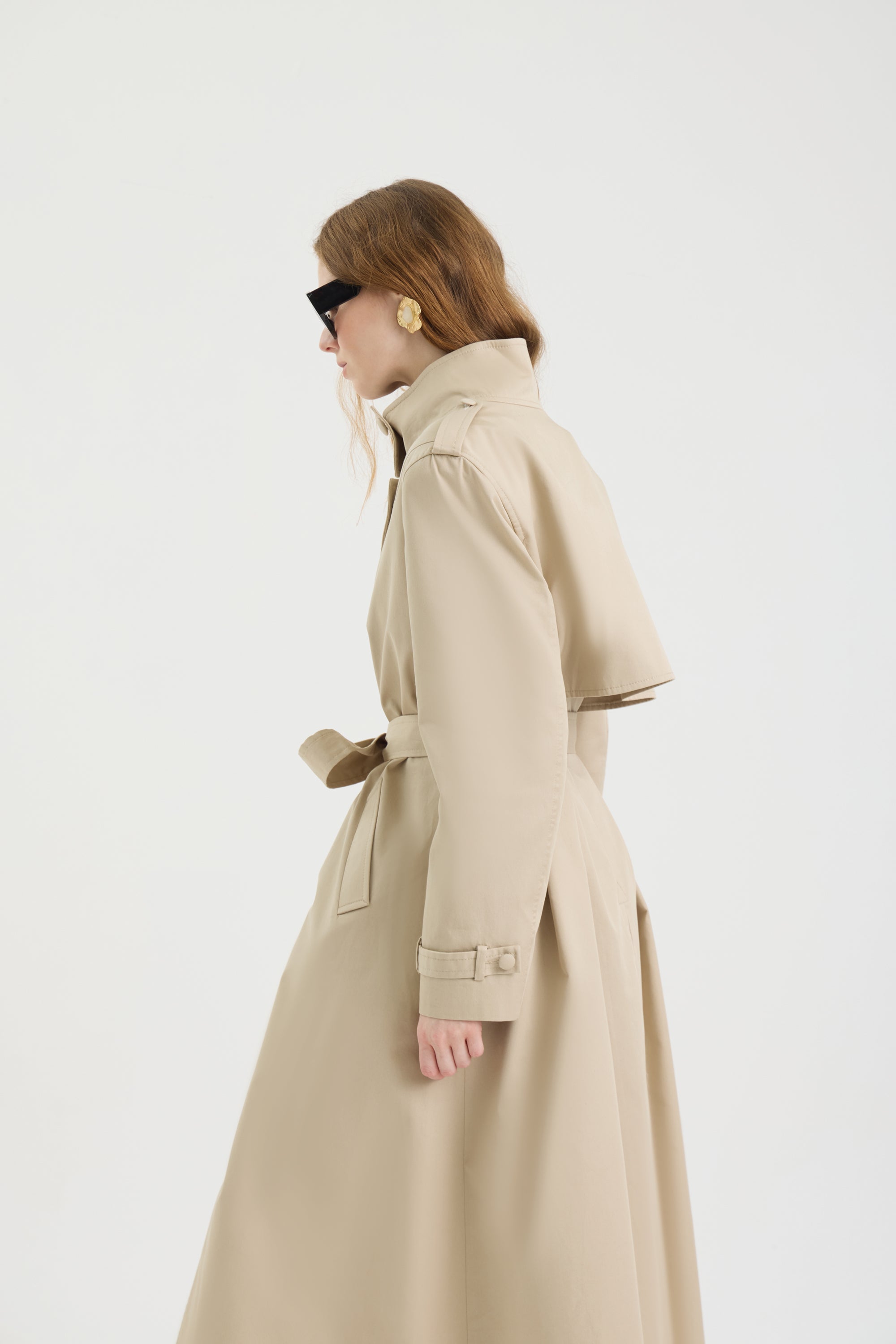 SCHATZİE BELTED STRUCTURED MIDI TRENCH COAT WİTH MILITARY-INSPIRED DETAILS