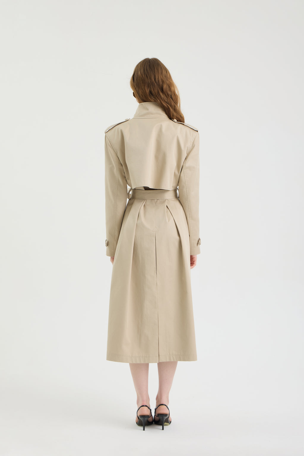 SCHATZİE BELTED STRUCTURED MIDI TRENCH COAT WİTH MILITARY-INSPIRED DETAILS