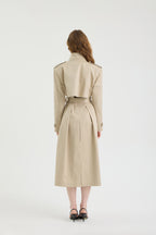 SCHATZİE BELTED STRUCTURED MIDI TRENCH COAT WİTH MILITARY-INSPIRED DETAILS