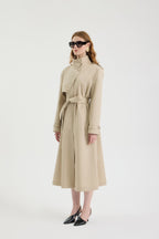 SCHATZİE BELTED STRUCTURED MIDI TRENCH COAT WİTH MILITARY-INSPIRED DETAILS