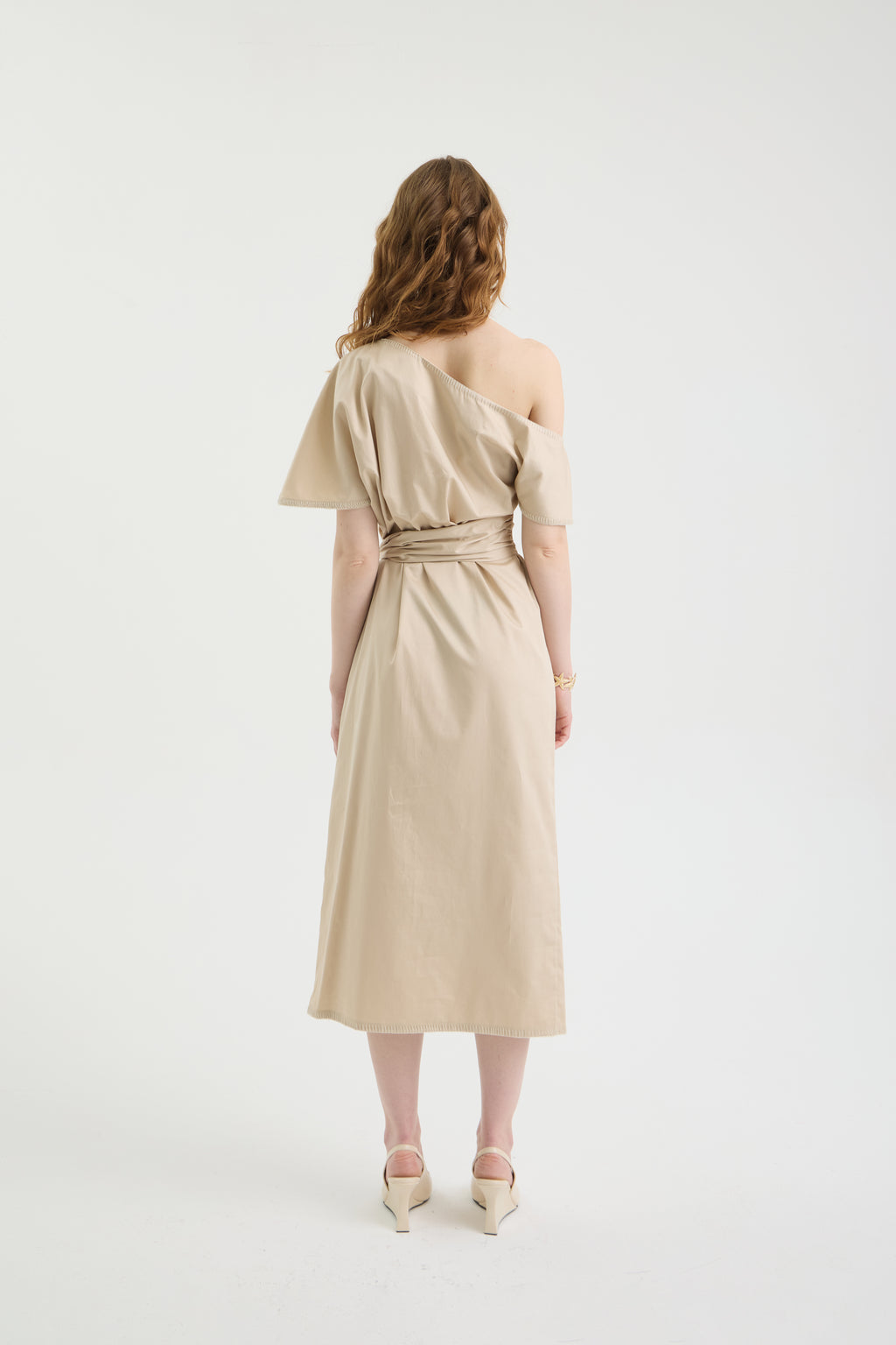 SCHATZİE ONE-SHOULDER DRAPED MIDI DRESS