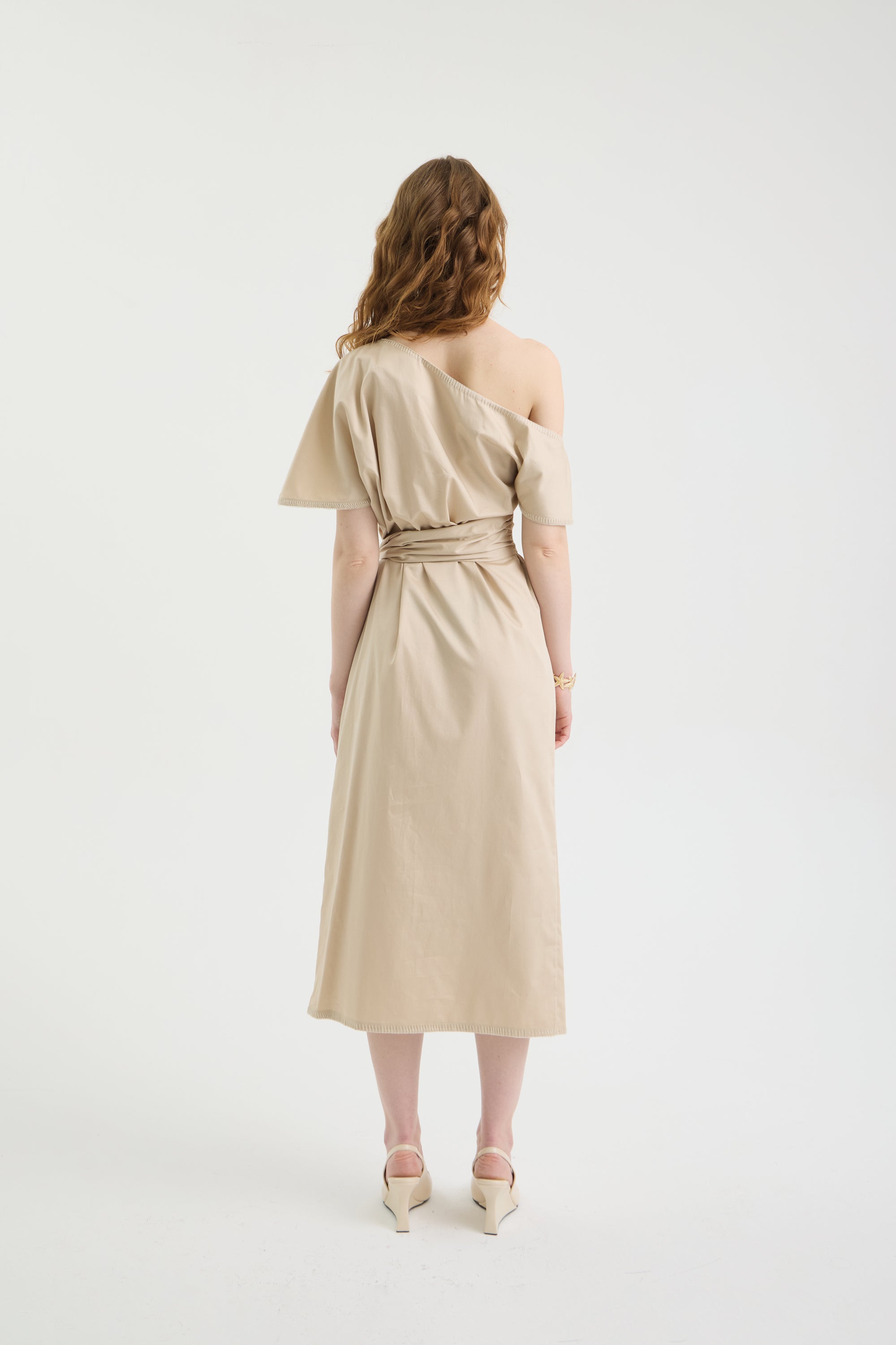 SCHATZİE ONE-SHOULDER DRAPED MIDI DRESS