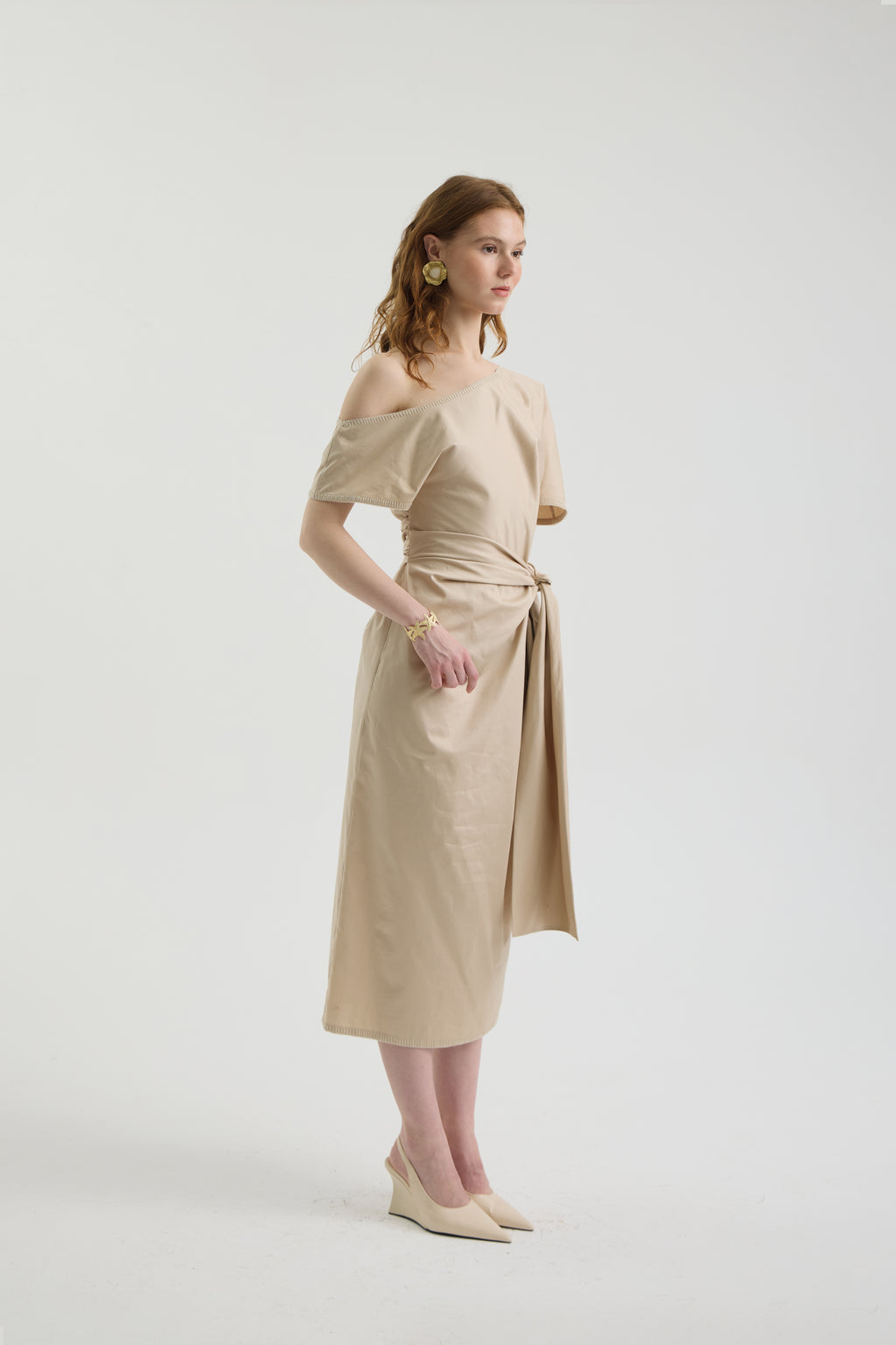 SCHATZİE ONE-SHOULDER DRAPED MIDI DRESS