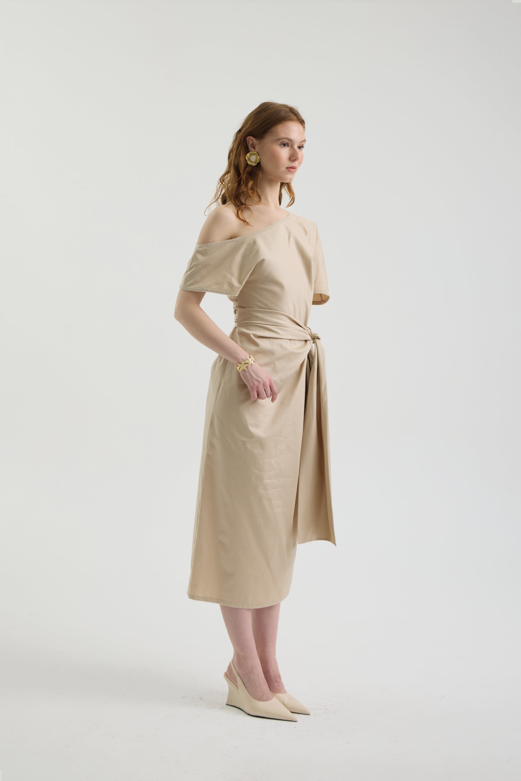SCHATZİE ONE-SHOULDER DRAPED MIDI DRESS