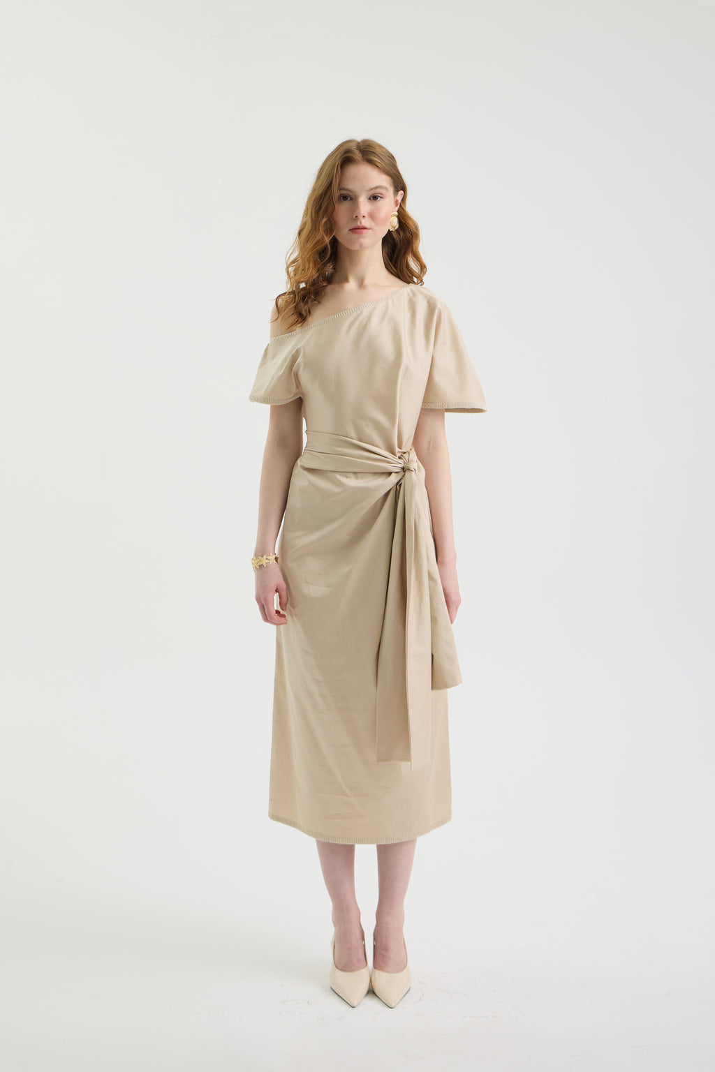 SCHATZİE ONE-SHOULDER DRAPED MIDI DRESS