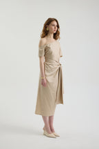 SCHATZİE ONE-SHOULDER DRAPED MIDI DRESS