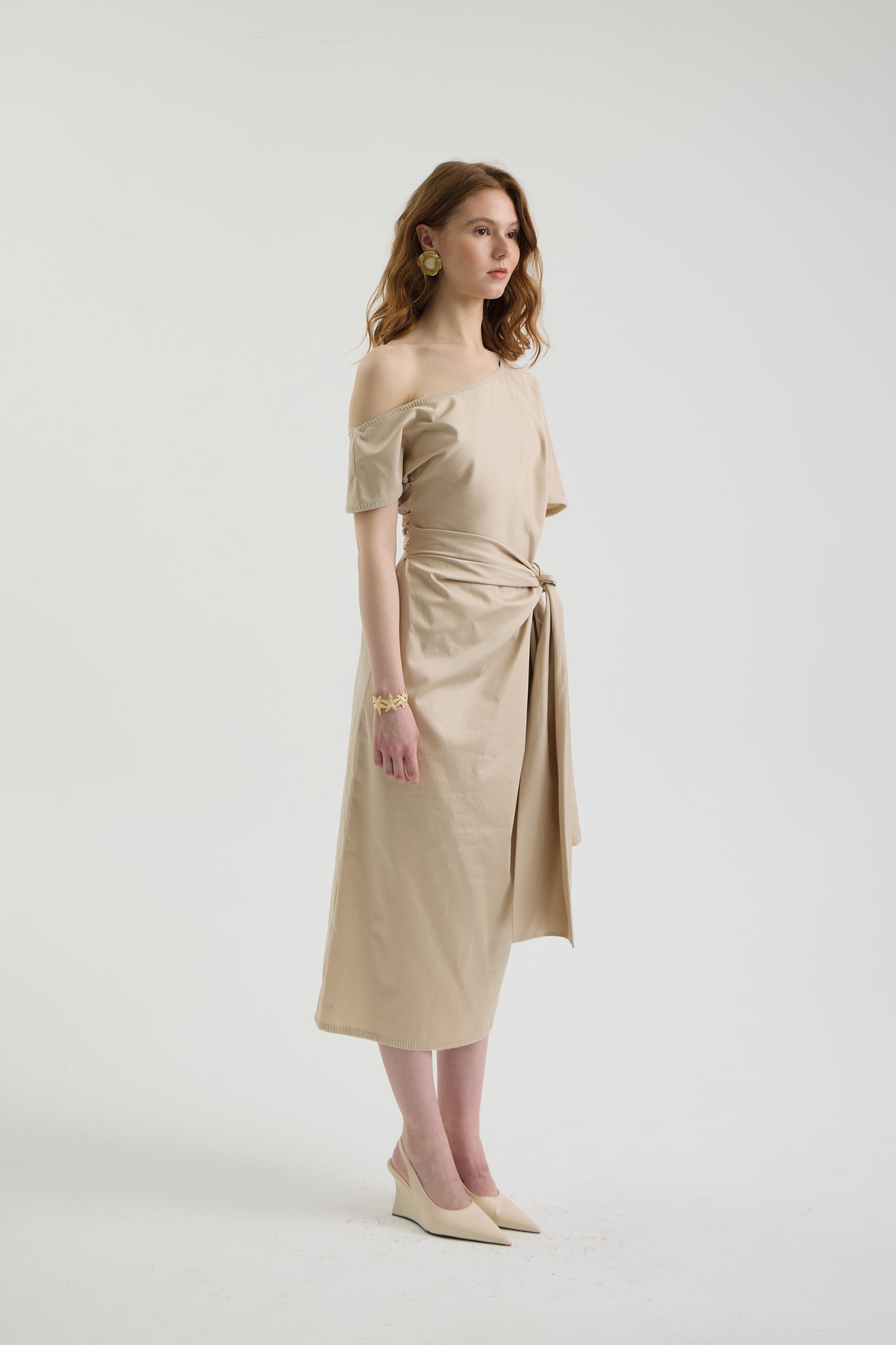 SCHATZİE ONE-SHOULDER DRAPED MIDI DRESS