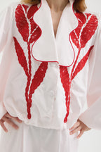SCHATZİE EMBROIDERED TULIP MOTIF JACKET WITH VOLUMINOUS SLEEVES