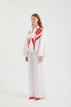 SCHATZİE EMBROIDERED TULIP MOTIF JACKET WITH VOLUMINOUS SLEEVES