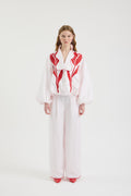 SCHATZİE EMBROIDERED TULIP MOTIF JACKET WITH VOLUMINOUS SLEEVES