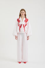 SCHATZİE EMBROIDERED TULIP MOTIF JACKET WITH VOLUMINOUS SLEEVES