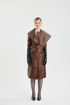 SADDLE BROWN LEATHER COAT