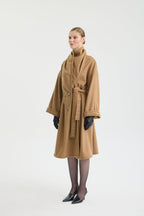 CAMEL SCARF WRAP COAT
