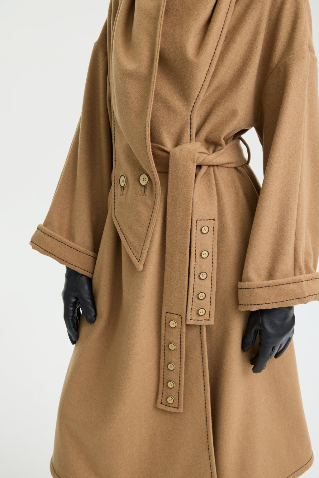 CAMEL SCARF WRAP COAT