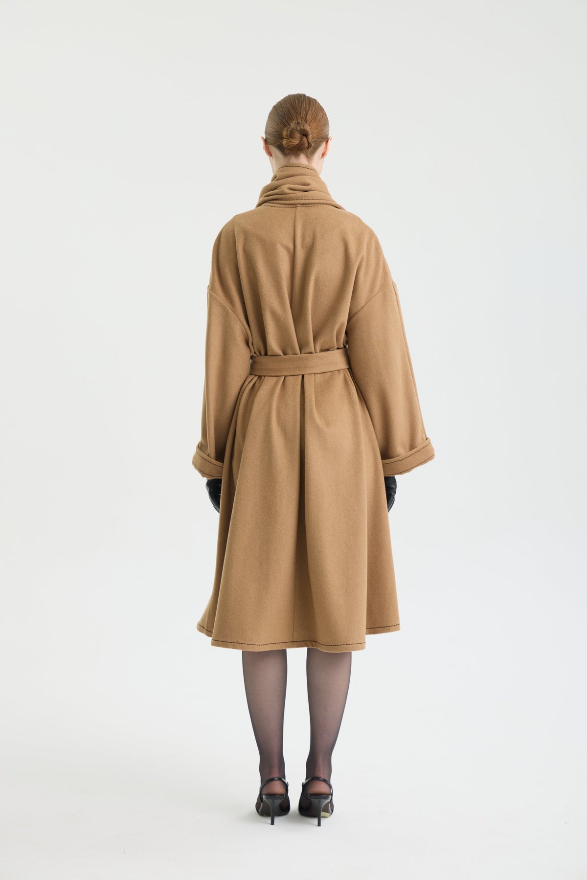 CAMEL SCARF WRAP COAT