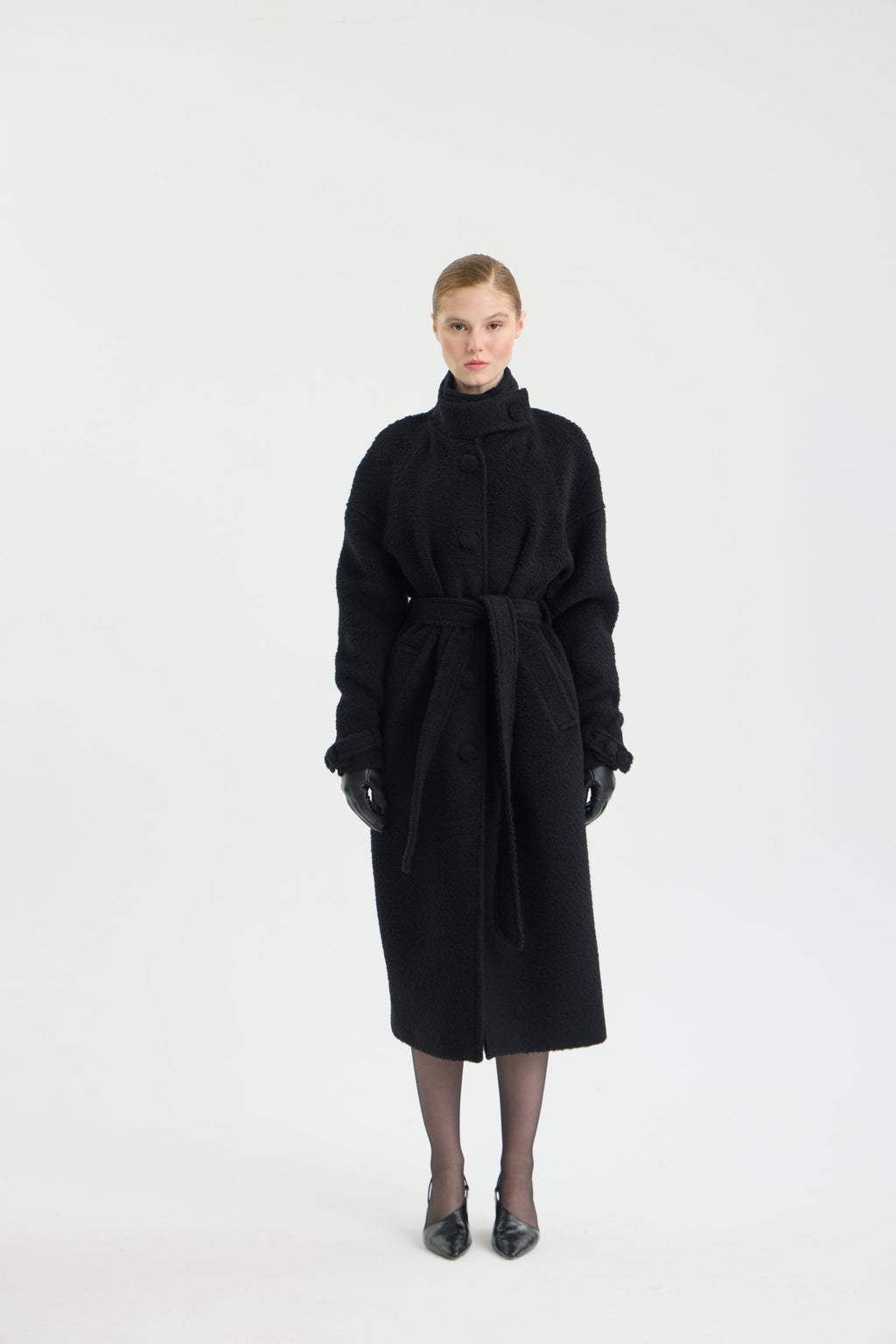 CURLY BELTED COAT