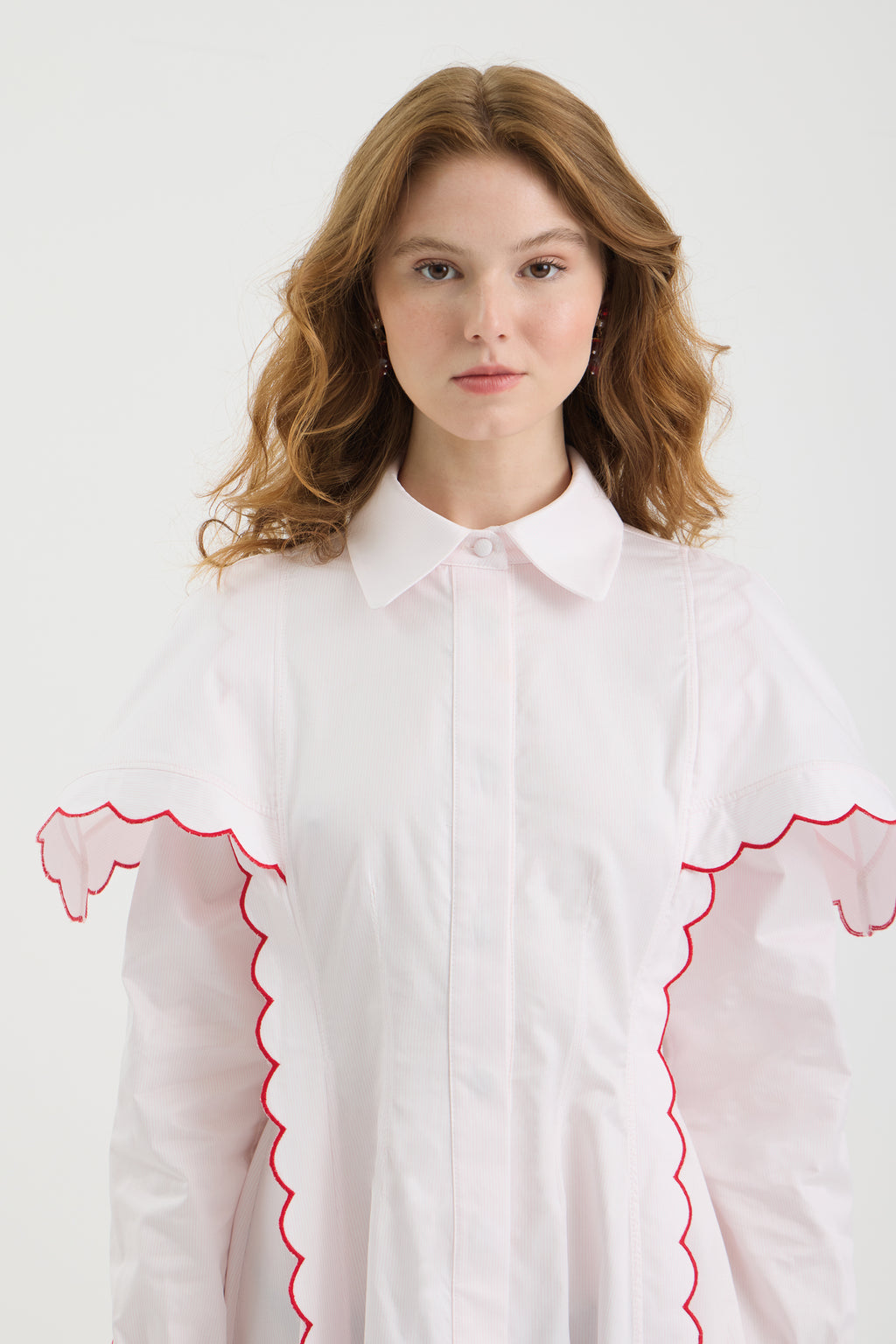 SCHATZİE CONTRAST WAVE EMBROIDERED SHIRT DRESS