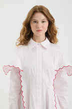 SCHATZİE CONTRAST WAVE EMBROIDERED SHIRT DRESS