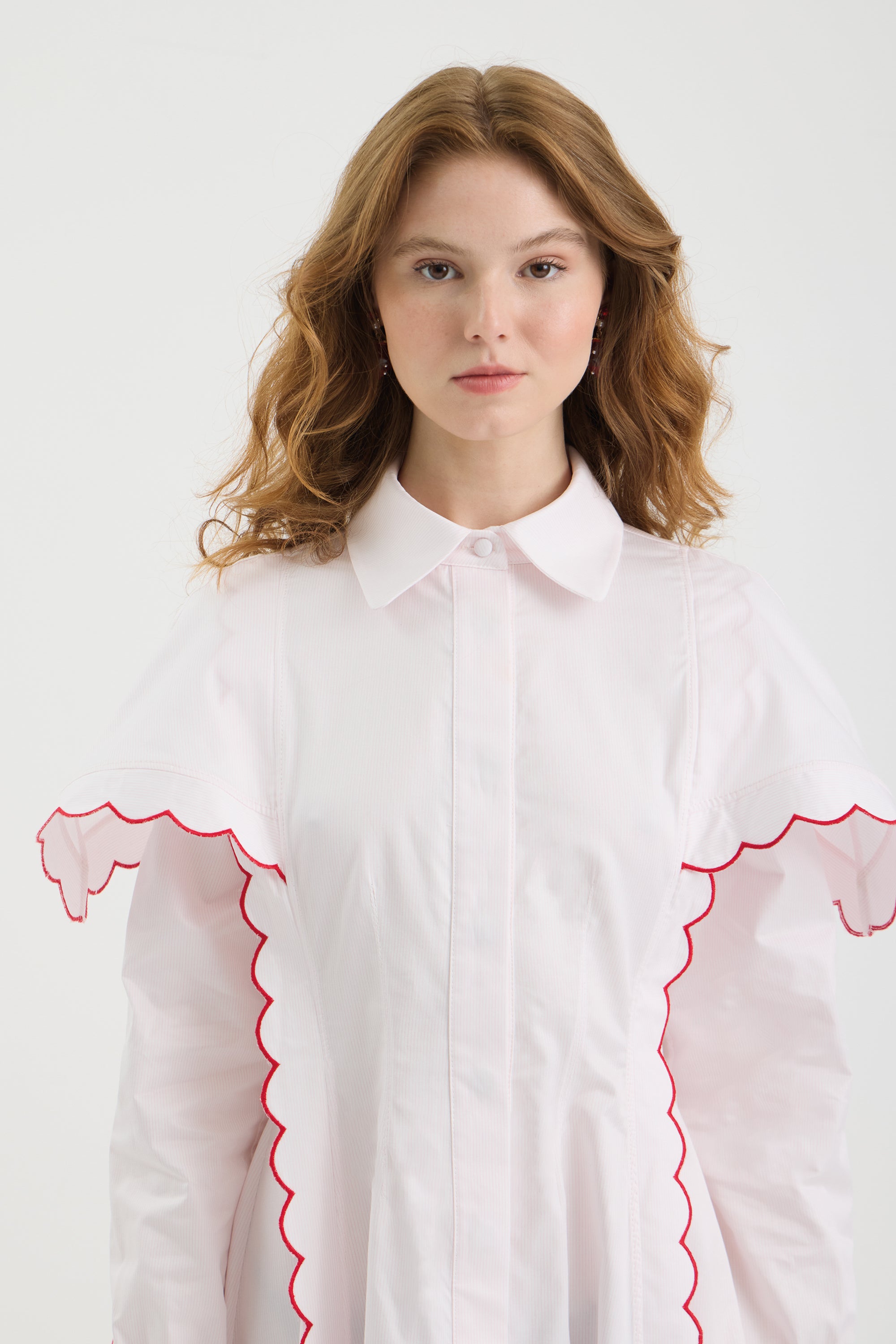 SCHATZİE CONTRAST WAVE EMBROIDERED SHIRT DRESS