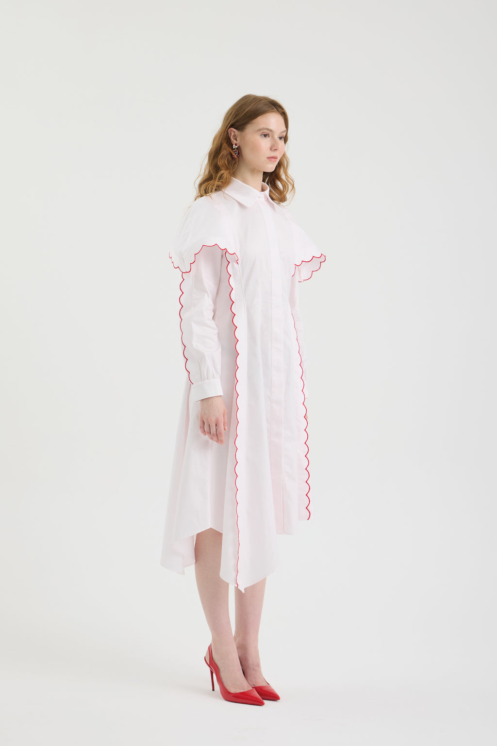 SCHATZİE CONTRAST WAVE EMBROIDERED SHIRT DRESS