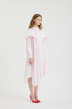 SCHATZİE CONTRAST WAVE EMBROIDERED SHIRT DRESS