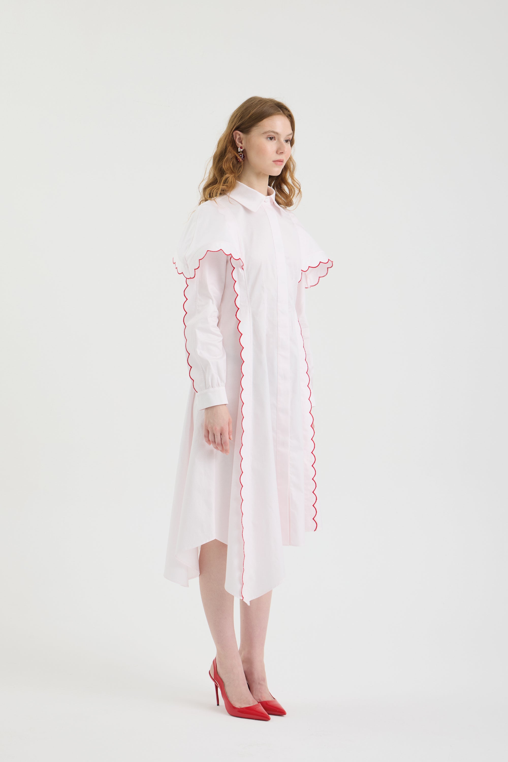 SCHATZİE CONTRAST WAVE EMBROIDERED SHIRT DRESS