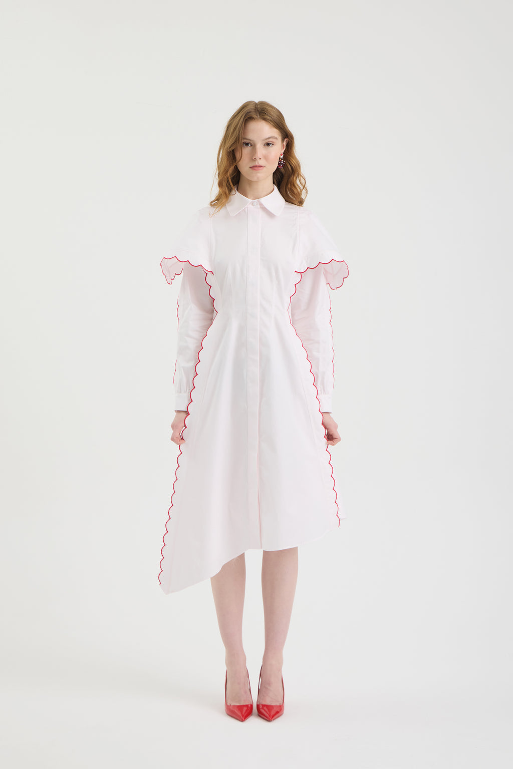 SCHATZİE CONTRAST WAVE EMBROIDERED SHIRT DRESS