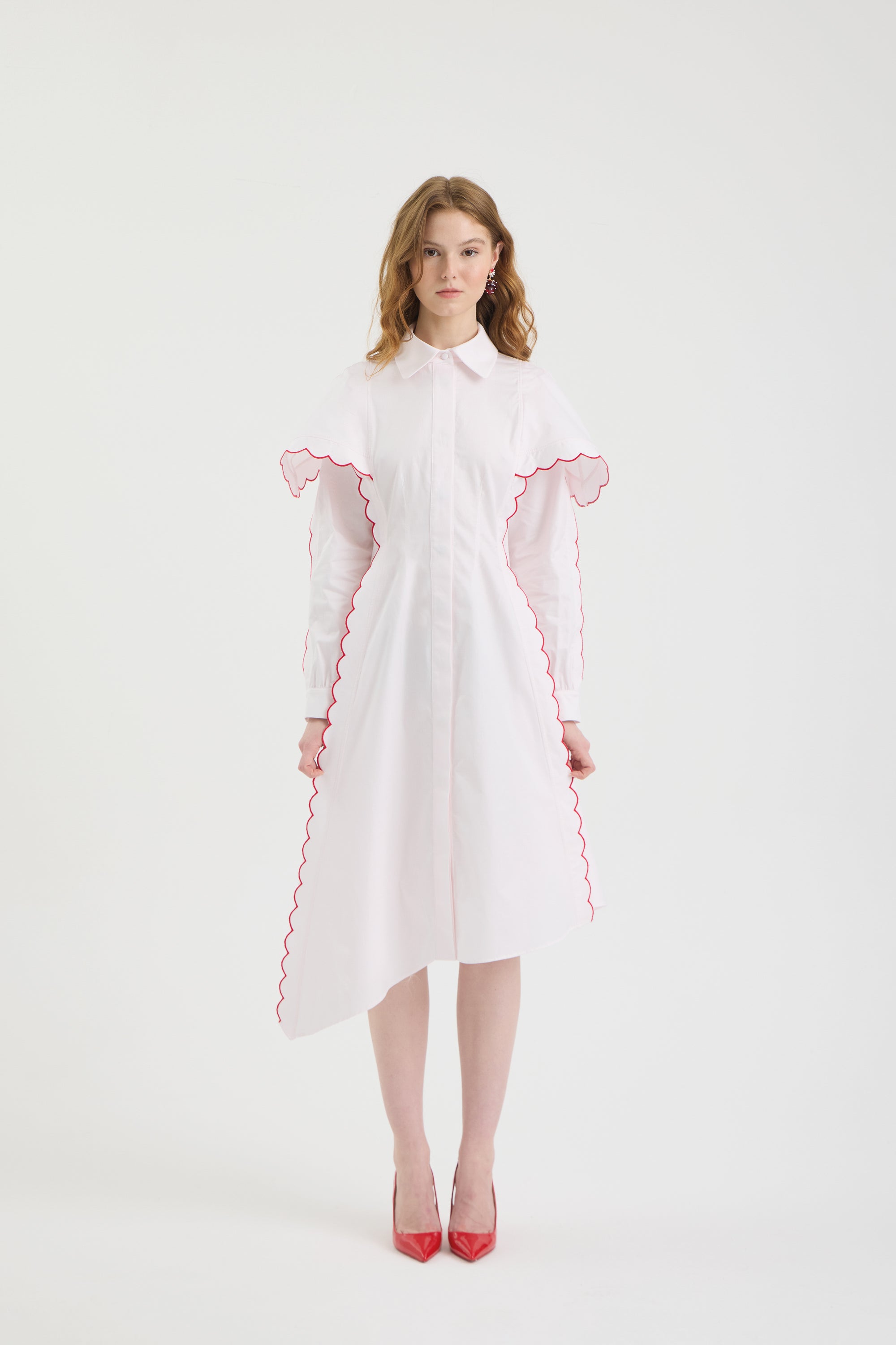 SCHATZİE CONTRAST WAVE EMBROIDERED SHIRT DRESS